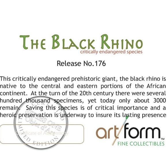 Artform Black Rhino Rhinoceros Enamel Trinket - Picture 12 of 13